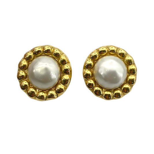 CHANEL VINTAGE EARRINGS ROUND PEARL MOTIF ACCESSORY 90258512