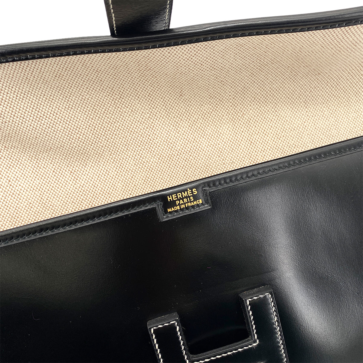 HERMES JIGE CLUTCH BAG BLACK BOXCALF 〇R 90258516