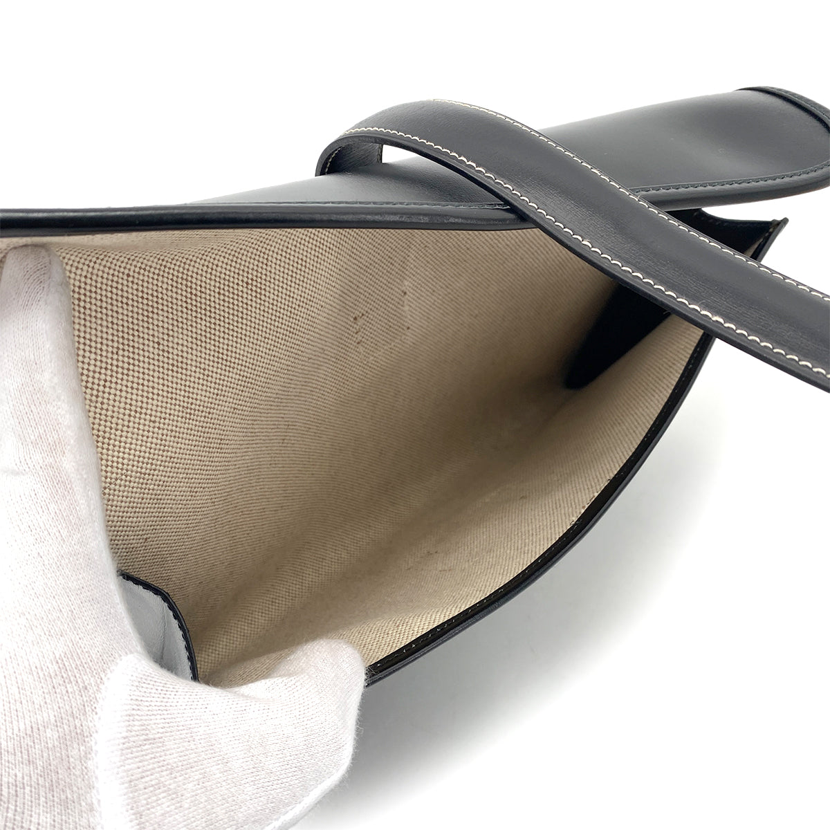 HERMES JIGE CLUTCH BAG BLACK BOXCALF 〇R 90258516