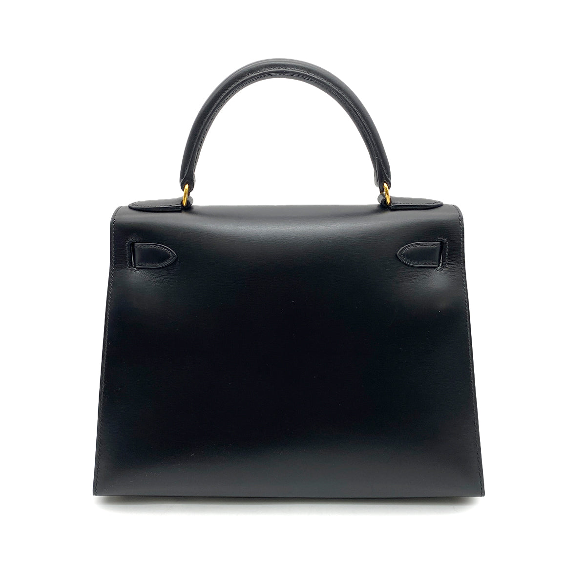 HERMES KELLY 28 SELLIER BLACK BOXCALF HAND SHOULDER BAG □A GHW 90258519