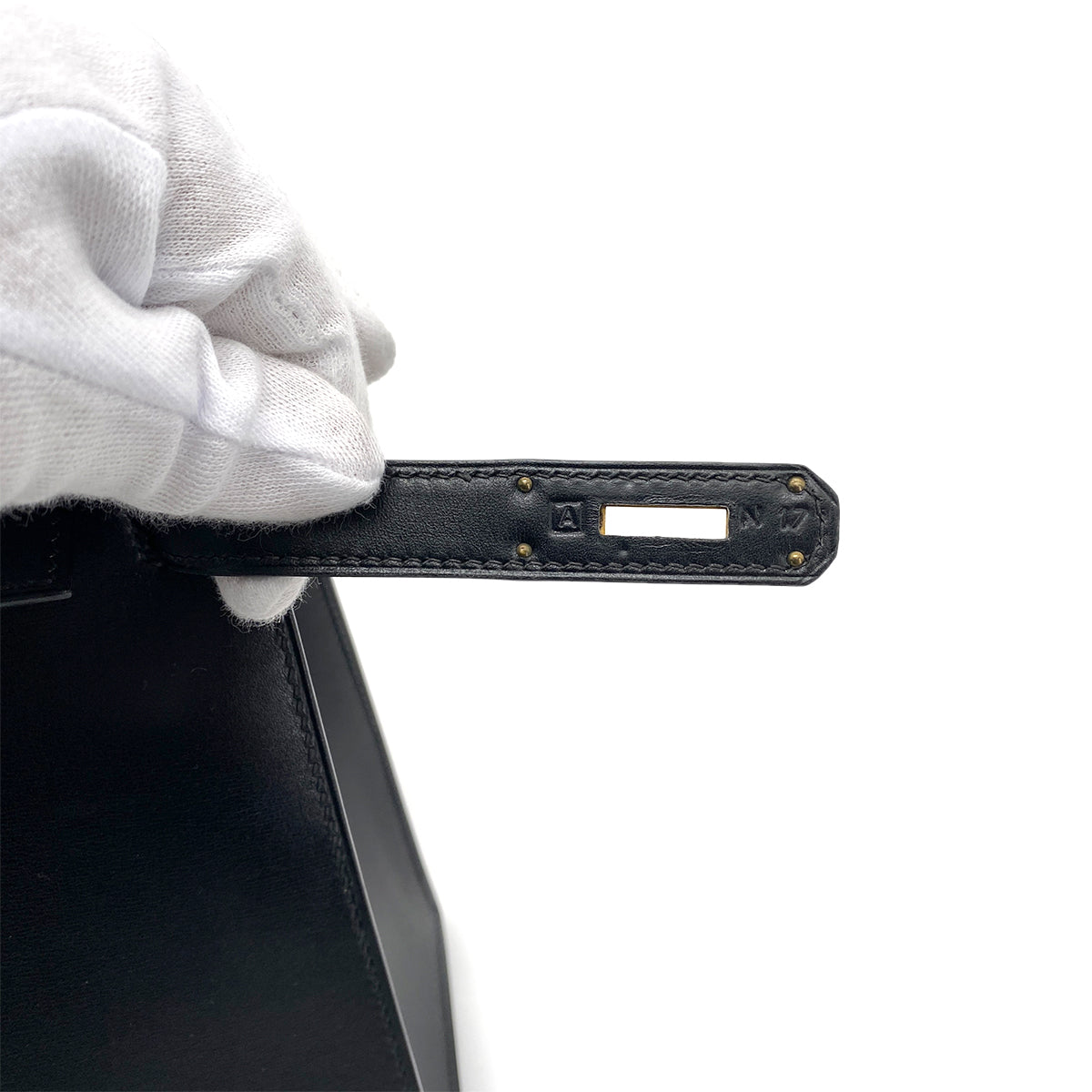 HERMES KELLY 28 SELLIER BLACK BOXCALF HAND SHOULDER BAG □A GHW 90258519