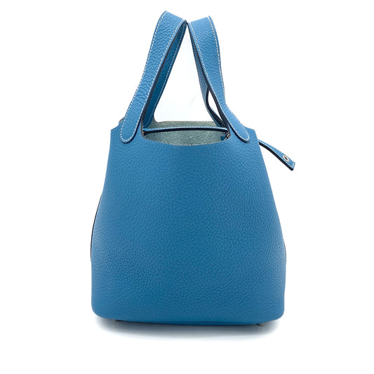 HERMES PICOTIN LOCK PM BLUE JEAN TAURILLON CLEMENCE HAND BAG T 90258800