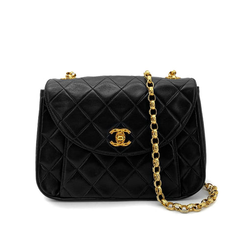 CHANEL VINTAGE BIJOU CHAIN SHOULDER BAG BLACK LAMB SKIN 90258811 - PURPOSE