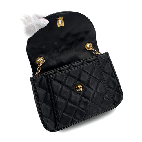 CHANEL VINTAGE BIJOU CHAIN SHOULDER BAG BLACK LAMB SKIN 90258811 - PURPOSE