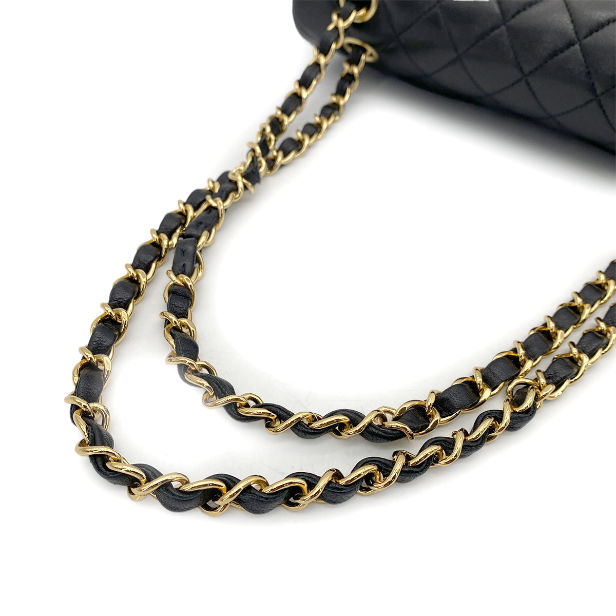 CHANEL VINTAGE CLASSIC FLAP MEDIUM CHAIN SHOULDER BAG BLACK LAMB SKIN 90258814