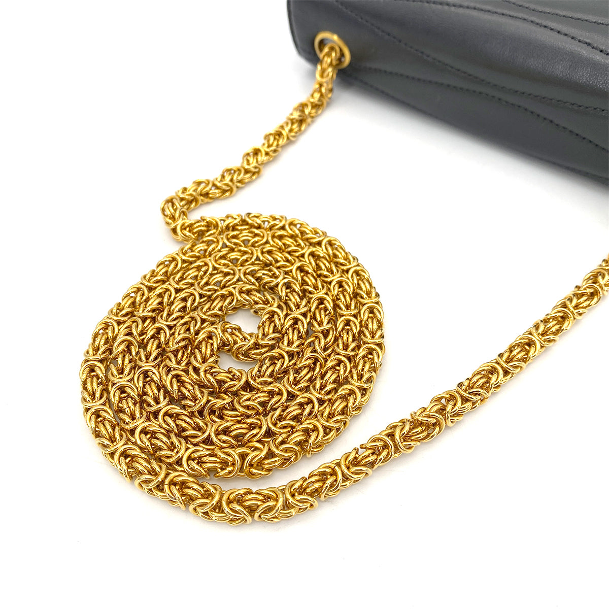 CHANEL WAVE STITCH CHAIN SHOULDER BAG BLACK LAMB SKIN 90258822