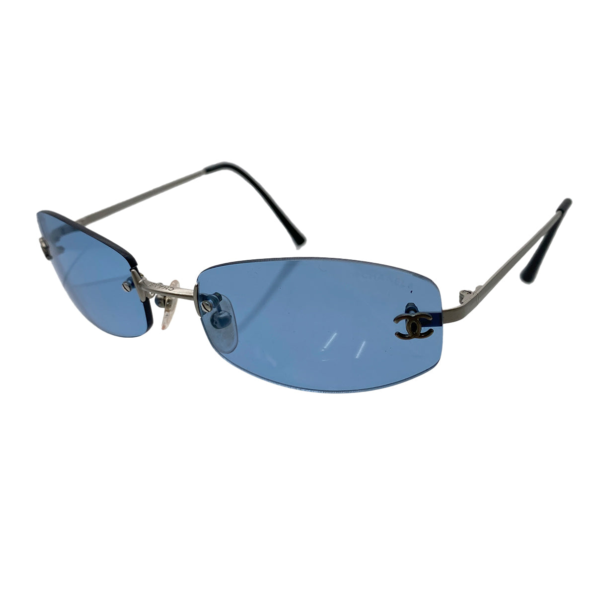 CHANEL VINTAGE SUNGLASSES COCOMARK SILVER EYEWEAR 90258830