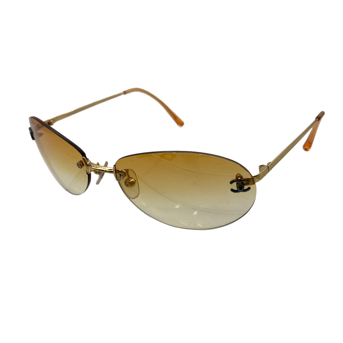 CHANEL VINTAGE SUNGLASSES COCOMARK GOLD EYEWEAR 90258842