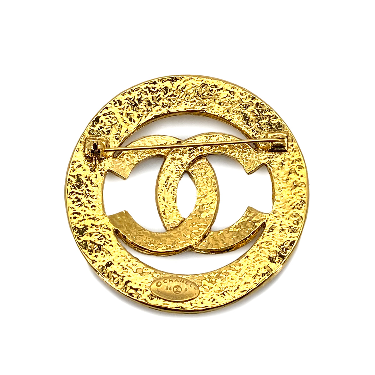CHANEL VINTAGE COCOMARK BROOCH GOLD ROUND ACCESSORY 94P 90258850