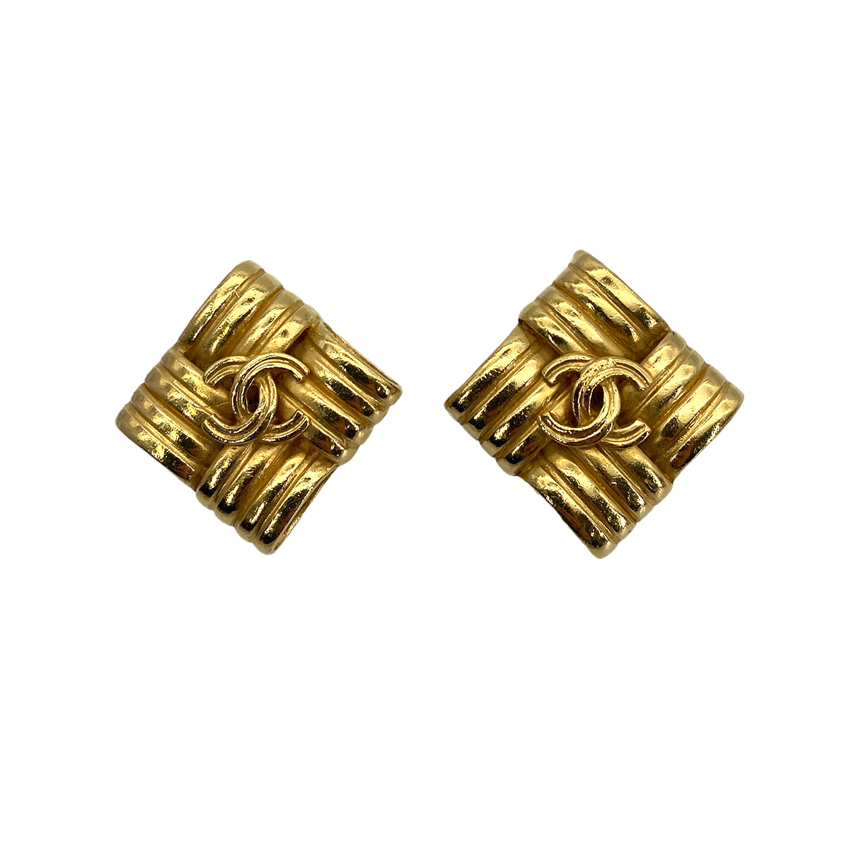 CHANEL VINTAGE EARRINGS COCOMARK SQUARE ACCESSORY 96P 90258852