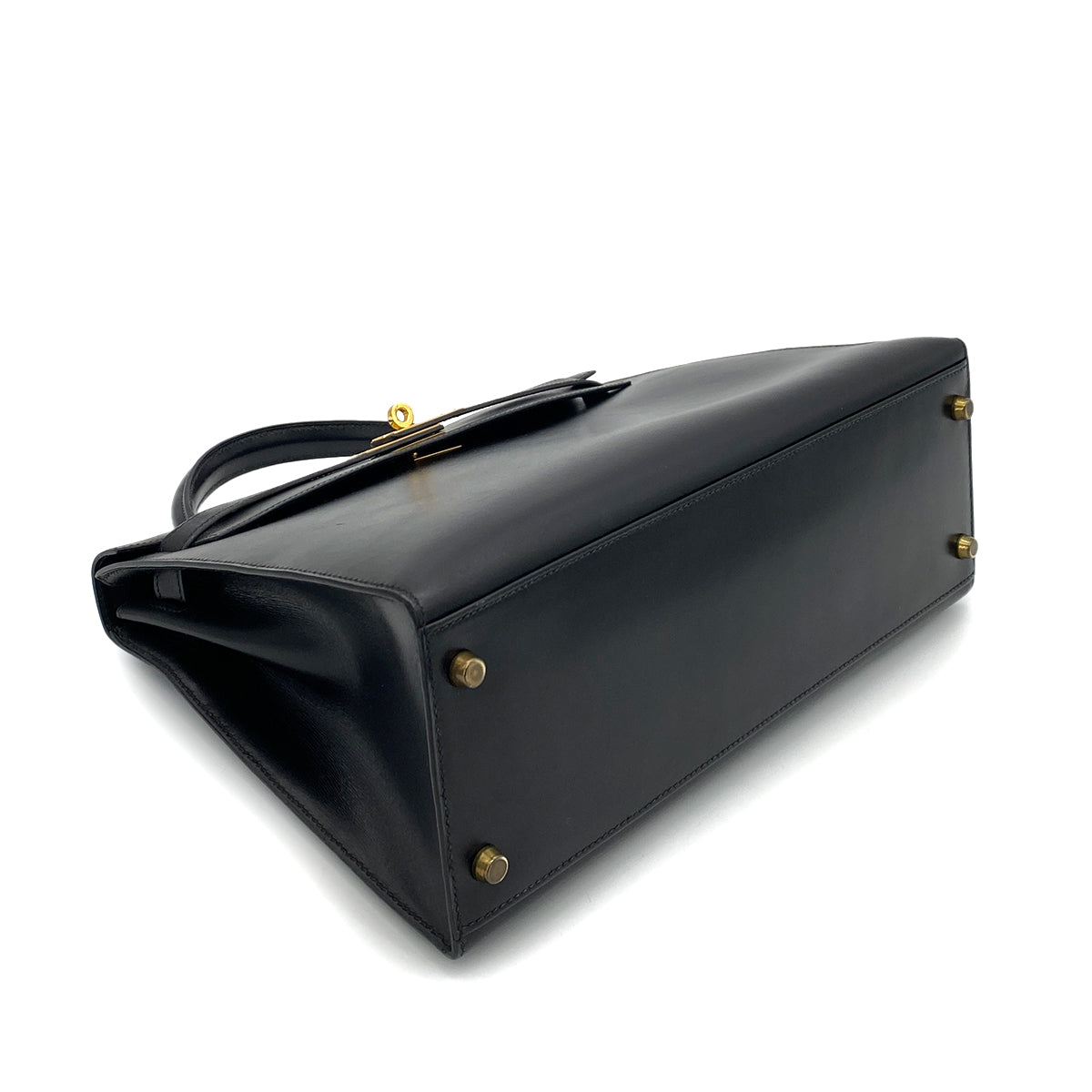 HERMES KELLY 32 SELLIER BLACK BOX CALF HAND SHOULDER BAG 〇V GHW 90258877