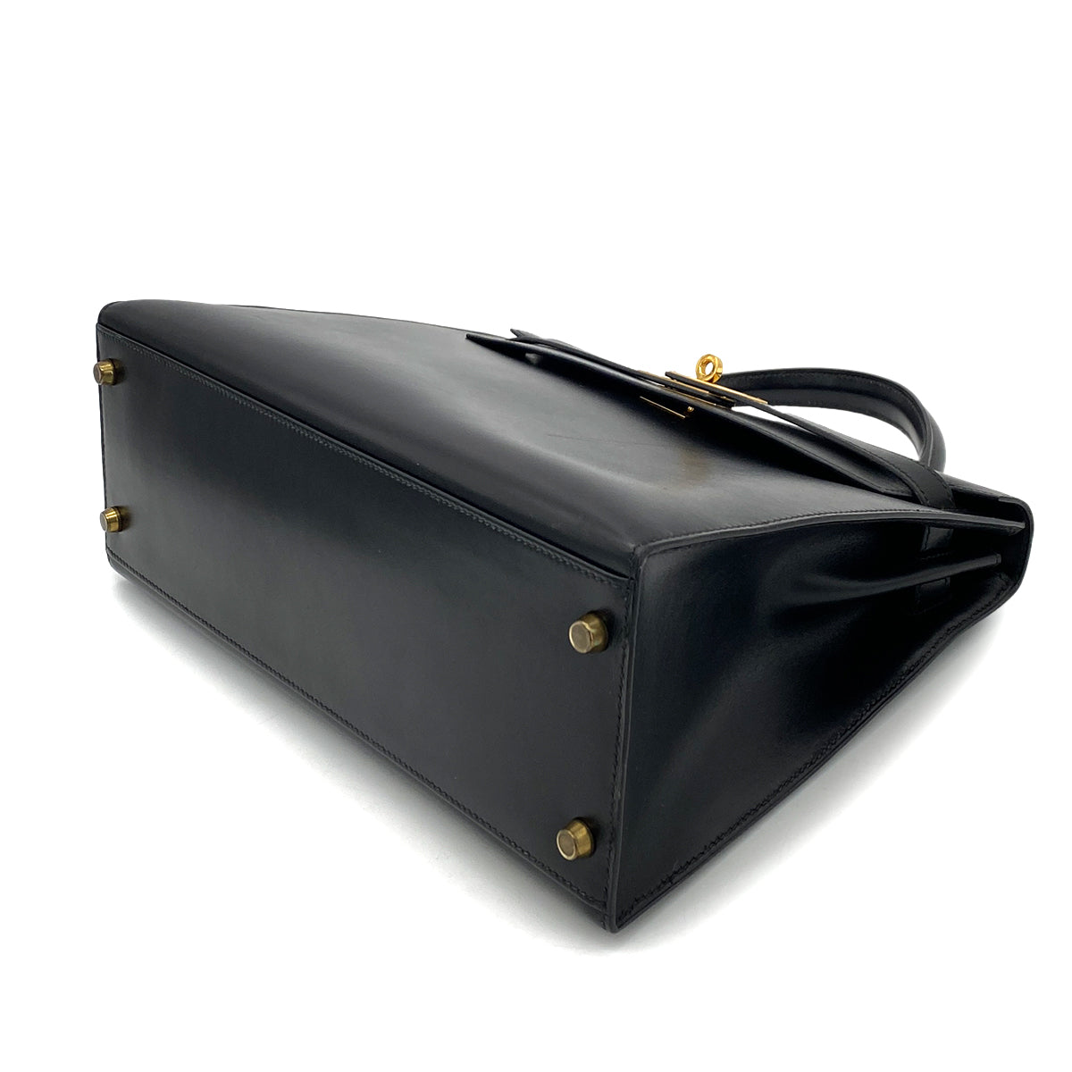 HERMES KELLY 32 SELLIER BLACK BOX CALF HAND SHOULDER BAG 〇V GHW 90258877