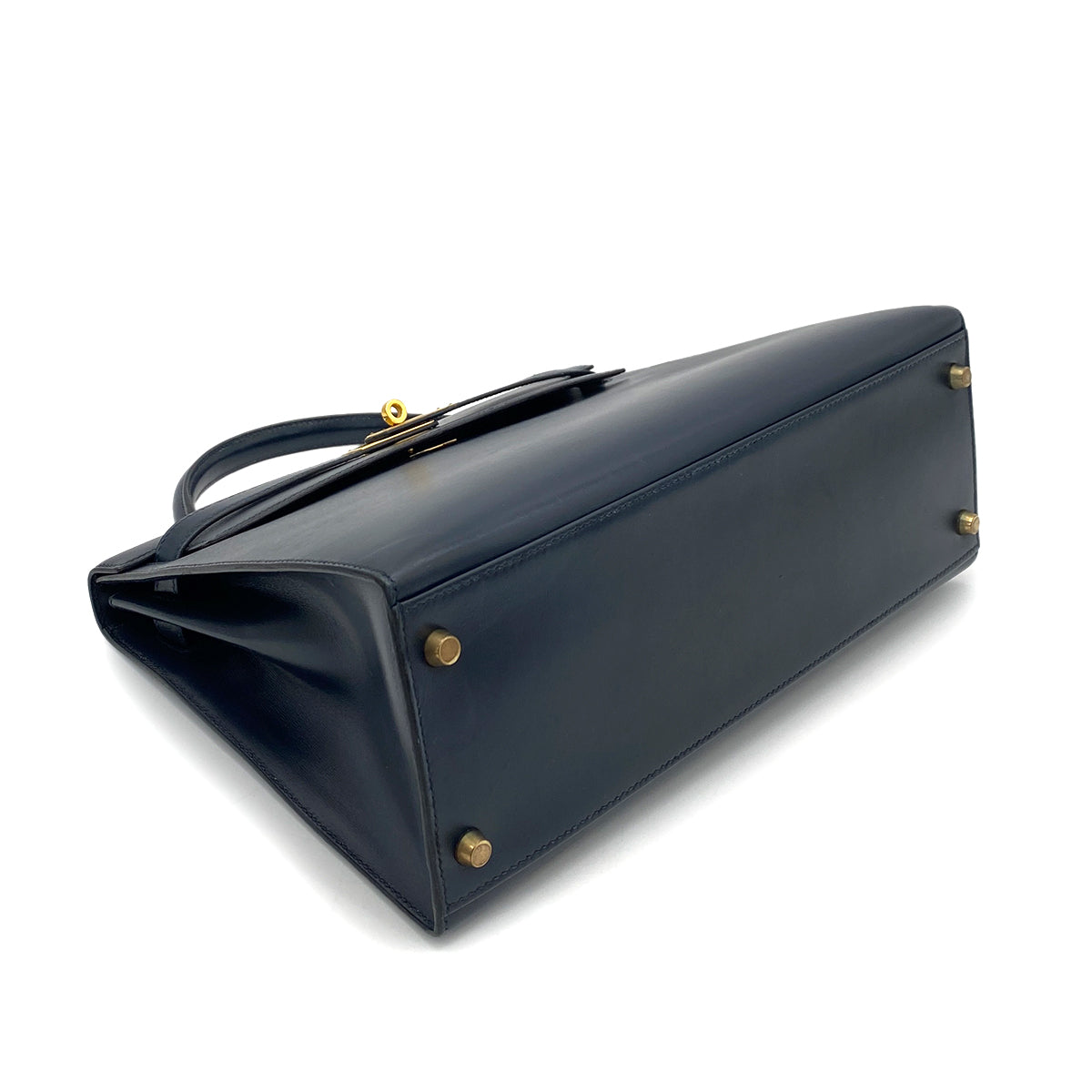 HERMES KELLY 32 SELLIER BLUE INDIGO BOXCALF HAND SHOULDER BAG 〇X GHW 90258889