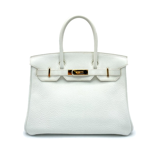HERMES BIRKIN 30  TOGO WHITE HAND BAG 〇O GHW 90258900