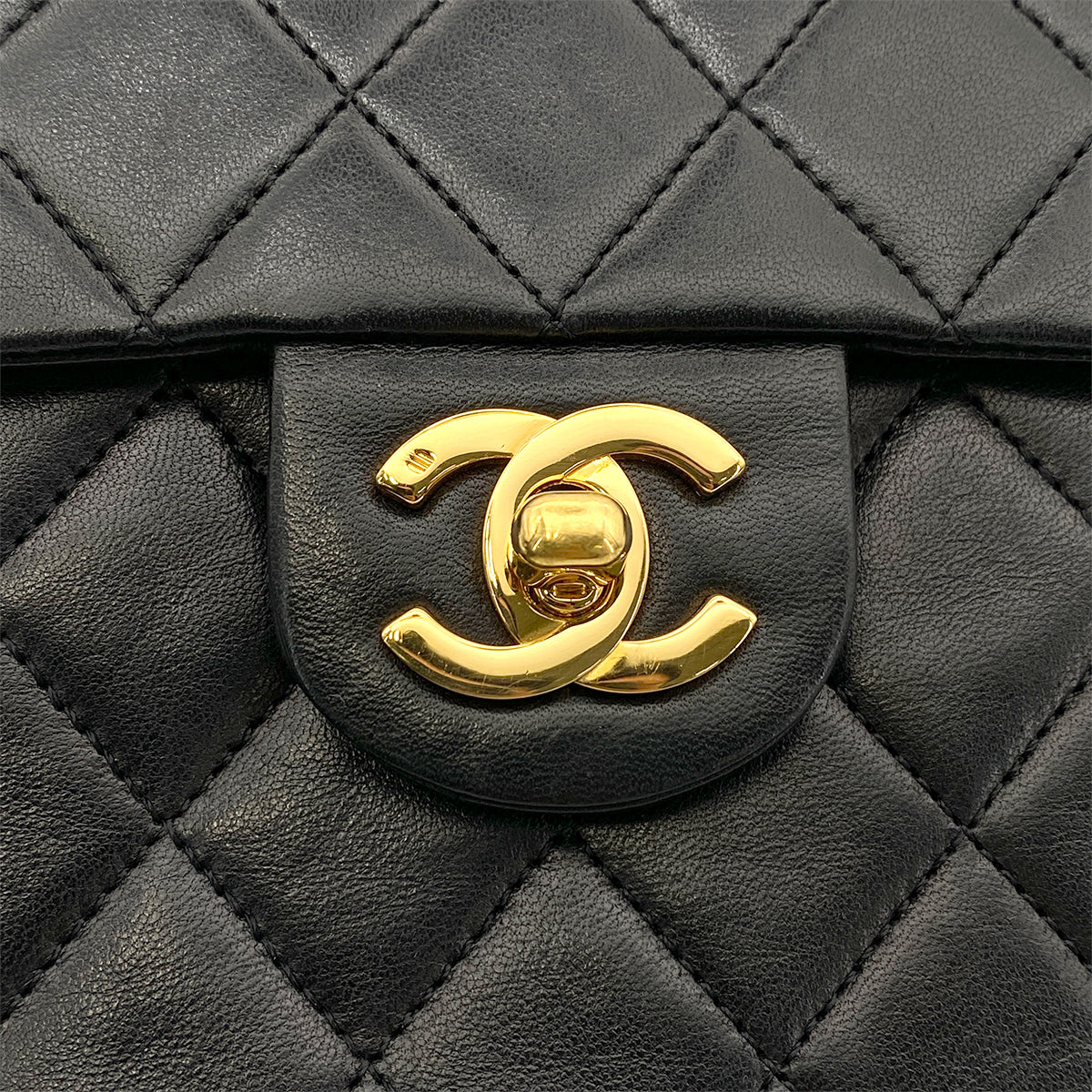 CHANEL VINTAGE MINI SQUARE 17 CHAIN SHOULDER BAG BLACK LAMB SKIN 90258903
