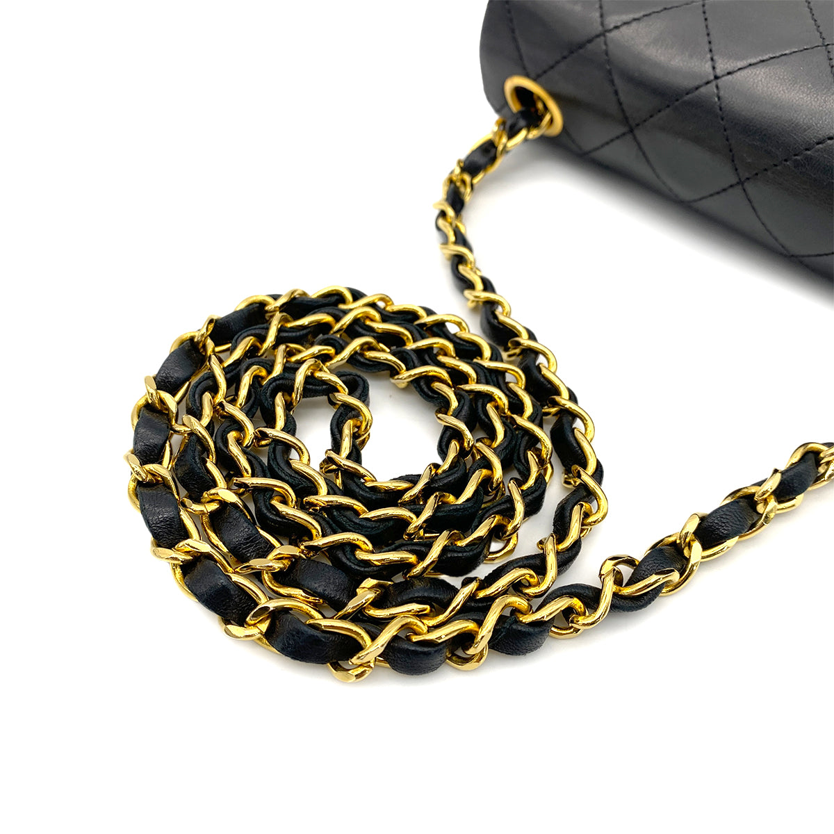 CHANEL VINTAGE MINI SQUARE 17 CHAIN SHOULDER BAG BLACK LAMB SKIN 90258903