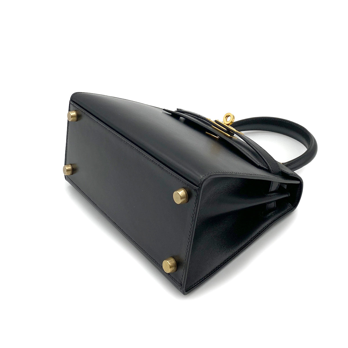 HERMES MINI KELLY 20 BLACK BOXCALF HAND SHOULDER BAG 〇W GHW 90258905