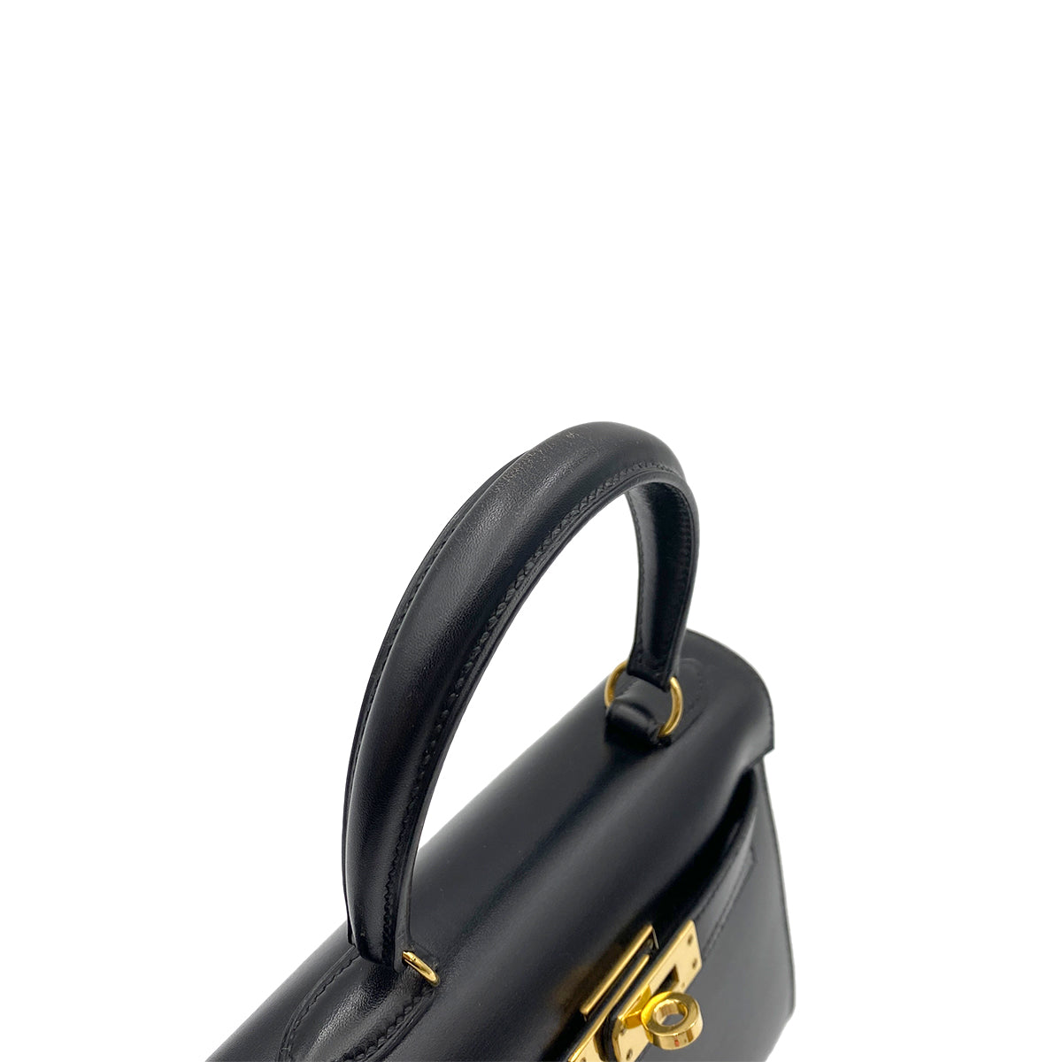 HERMES MINI KELLY 20 BLACK BOXCALF HAND SHOULDER BAG 〇W GHW 90258905
