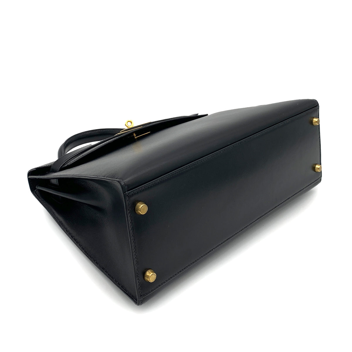 HERMES KELLY 32 SELLIER BLACK BOX CALF HAND SHOULDER BAG 〇X GHW 90258908