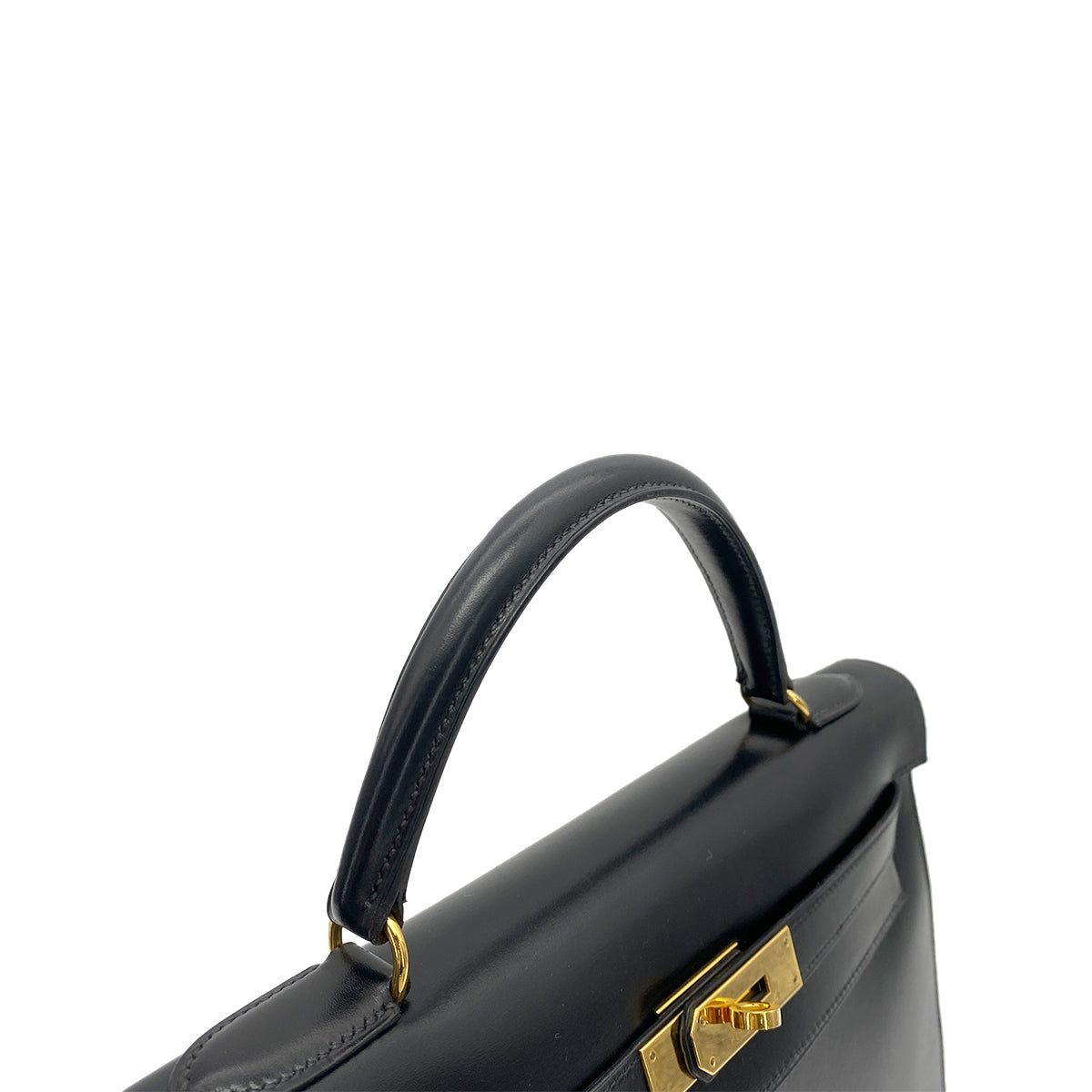 HERMES KELLY 32 SELLIER BLACK BOX CALF HAND SHOULDER BAG 〇X GHW 90258908