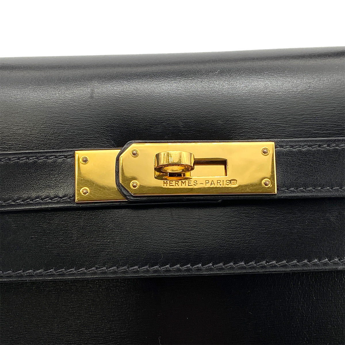 HERMES KELLY 32 SELLIER BLACK BOX CALF HAND SHOULDER BAG 〇X GHW 90258908
