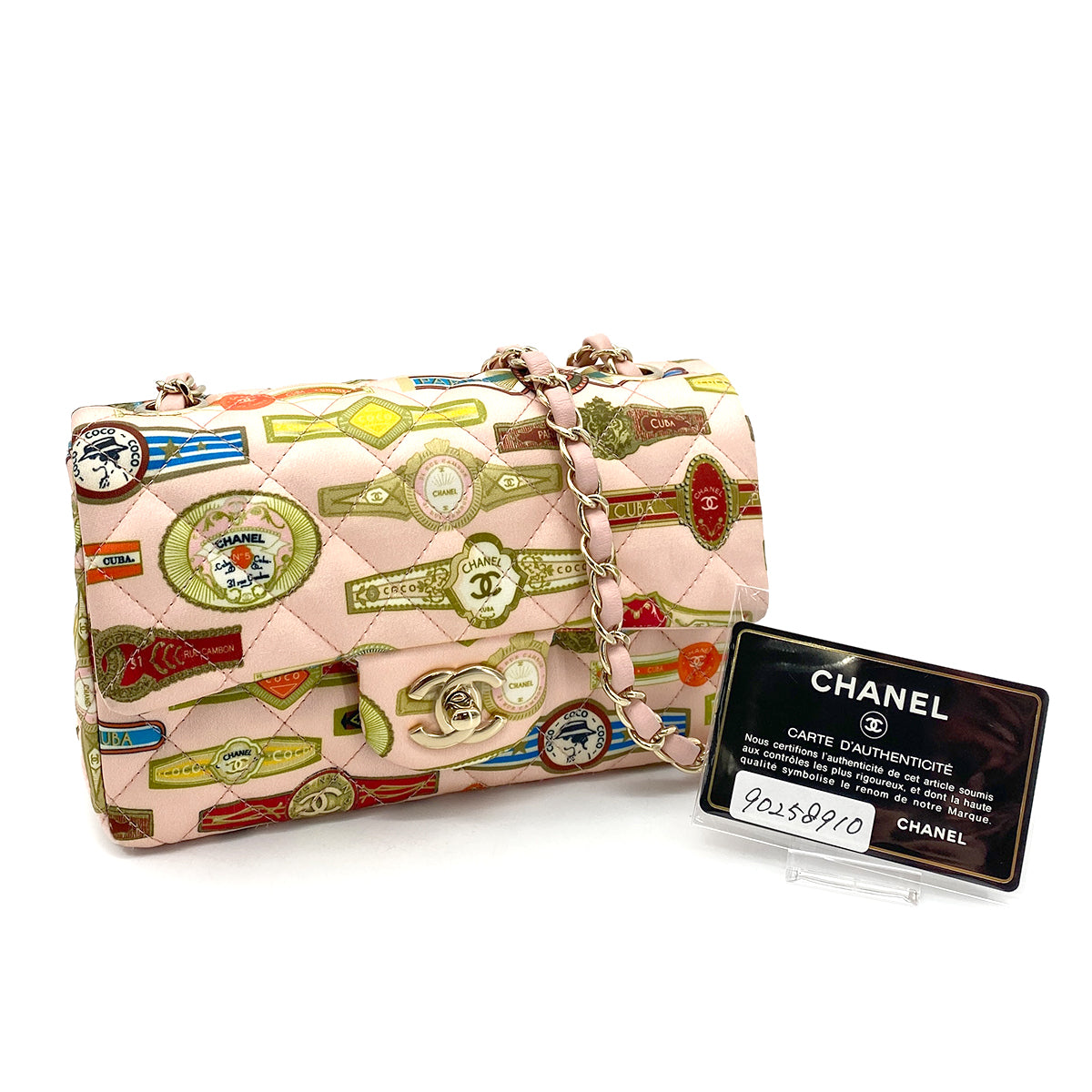 CHANEL PARIS CUBA CLASSIC FLAP SMALL CHAIN SHOULDER BAG MULTI SATIN 90258910