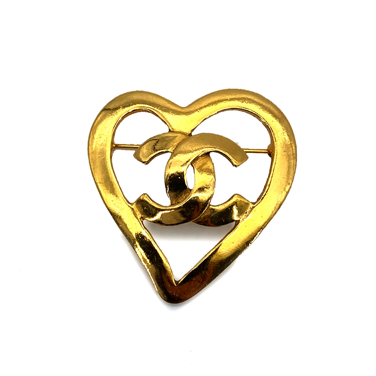 CHANEL VINTAGE HEART COCOMARK BROOCH GOLD 95P ACCESSORY 90258927