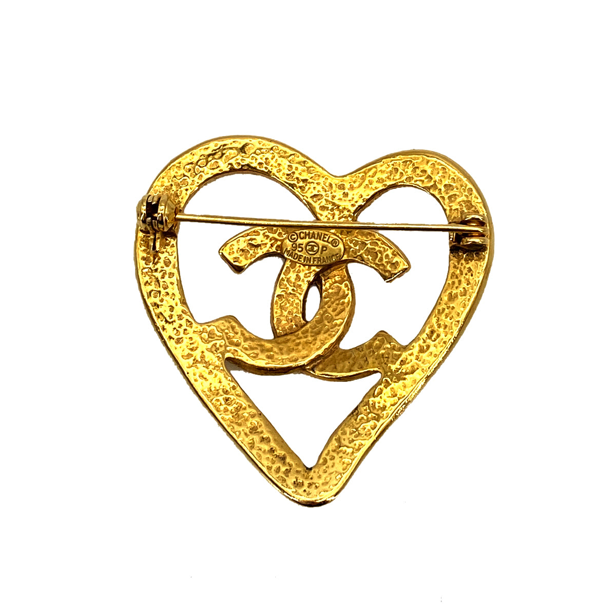 CHANEL VINTAGE HEART COCOMARK BROOCH GOLD 95P ACCESSORY 90258927