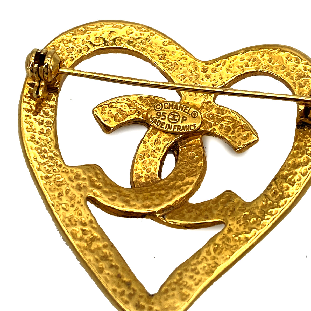 CHANEL VINTAGE HEART COCOMARK BROOCH GOLD 95P ACCESSORY 90258927