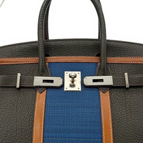 HERMES BIRKIN CLUB 30 VERT BRONZE BLEU THALASSA FAUVE FJORD VEAU BARENIA OTTOMAN HAND BAG □Q SHW 90259133 - PURPOSE