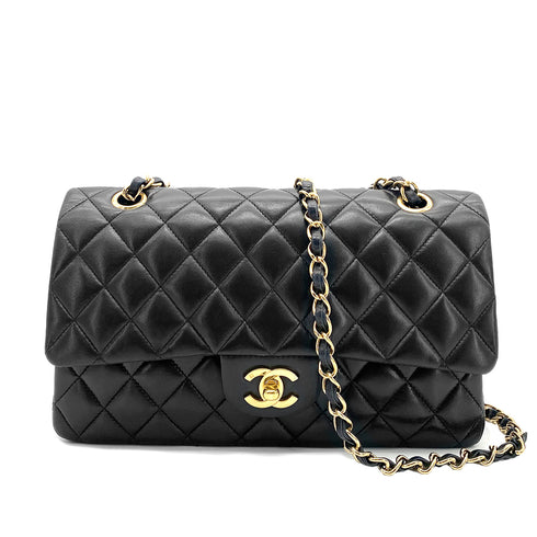 CHANEL VINTAGE CLASSIC FLAP MEDIUM CHAIN SHOULDER BAG BLACK LAMB SKIN 90259135 - PURPOSE