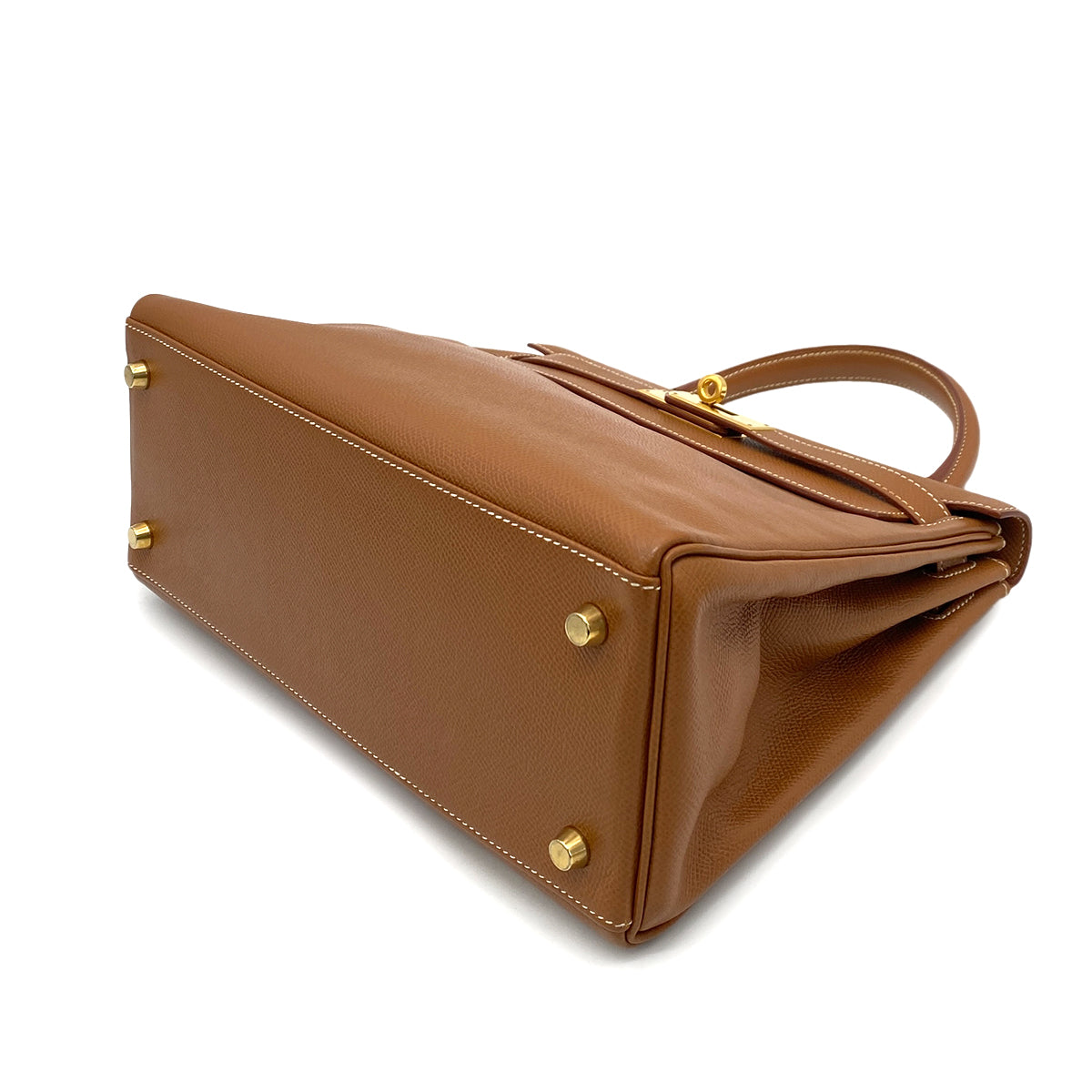 HERMES KELLY 28 RETOURNE GOLD COUCHVEL HAND SHOULDER BAG □A GHW 90259137