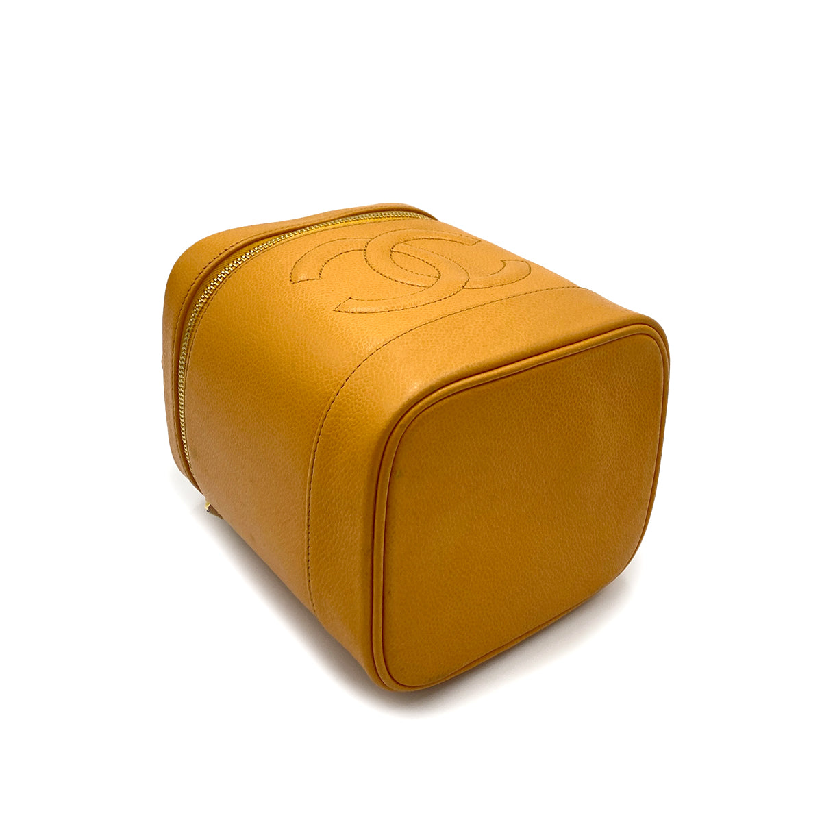 CHANEL VINTAGE VANITY HAND BAG ORANGE CAVIAR SKIN 90259140