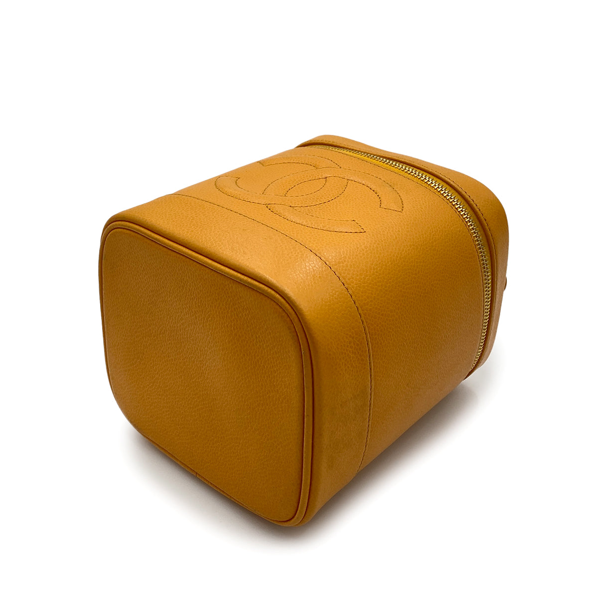 CHANEL VINTAGE VANITY HAND BAG ORANGE CAVIAR SKIN 90259140