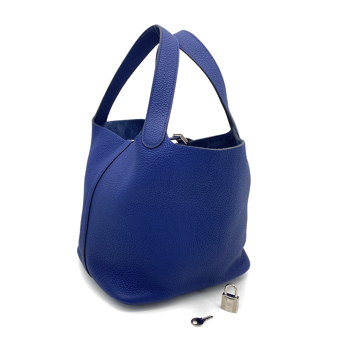 HERMES PICOTIN LOCK MM BLUE ENCRE TAURILLON CLEMENCE HAND BAG D 90259146