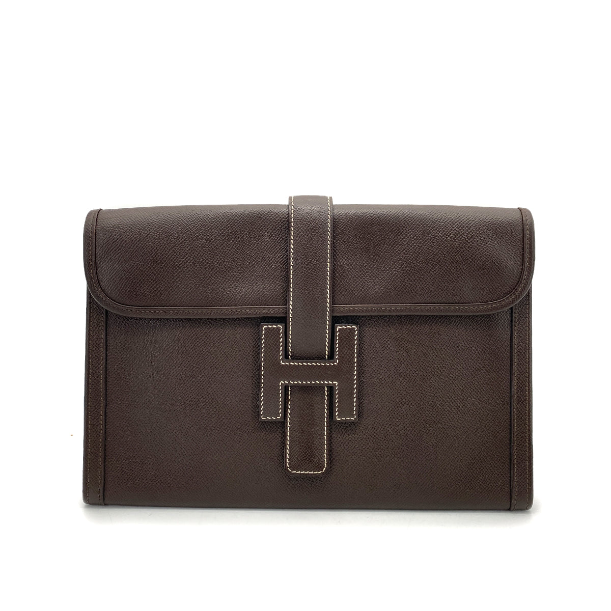 HERMES JIGE PM CLUTCH BAG EBENE COUCHEVEL □C 90259147