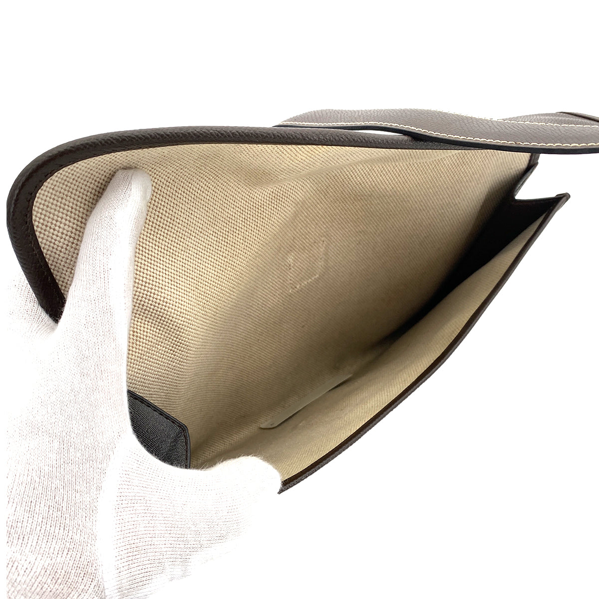 HERMES JIGE PM CLUTCH BAG EBENE COUCHEVEL □C 90259147