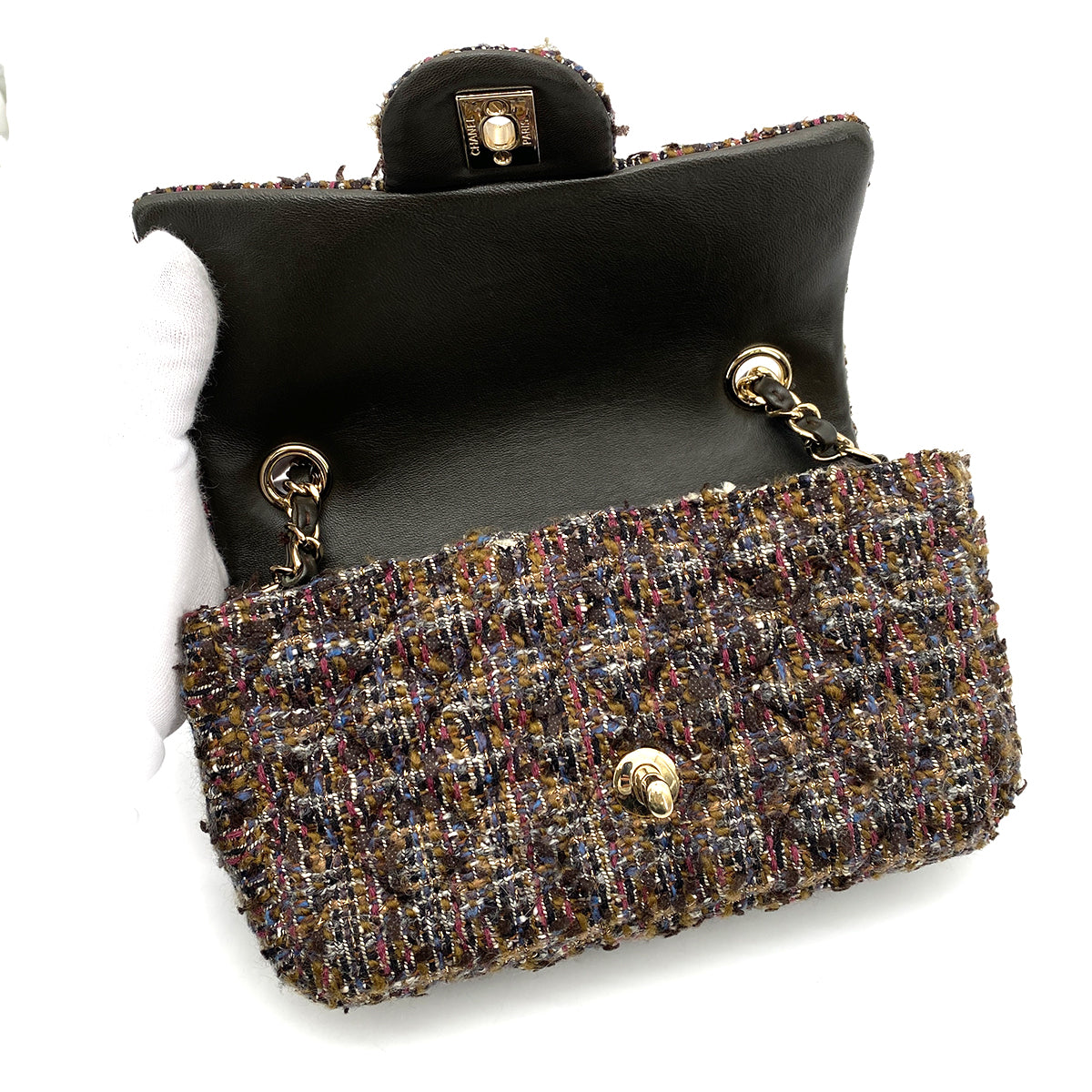 CHANEL MINI MATELASSE 20 CHAIN SHOULDER BAG MULTICOLOR BROWN 90259573