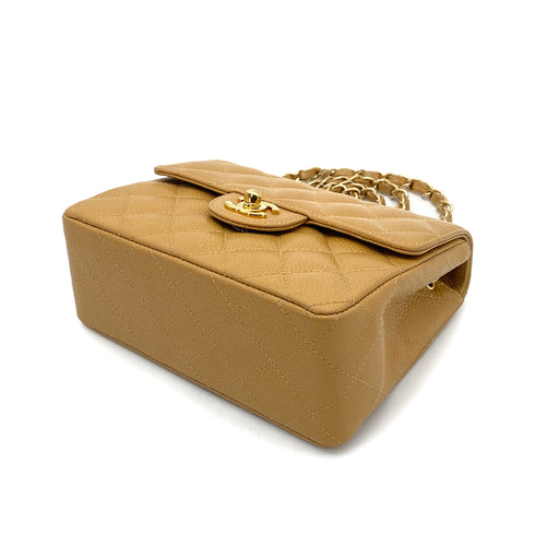 CHANEL VINTAGE MINI SQUARE 17 CHAIN SHOULDER BAG BEIGE CAVIAR SKIN 90259578 - PURPOSE