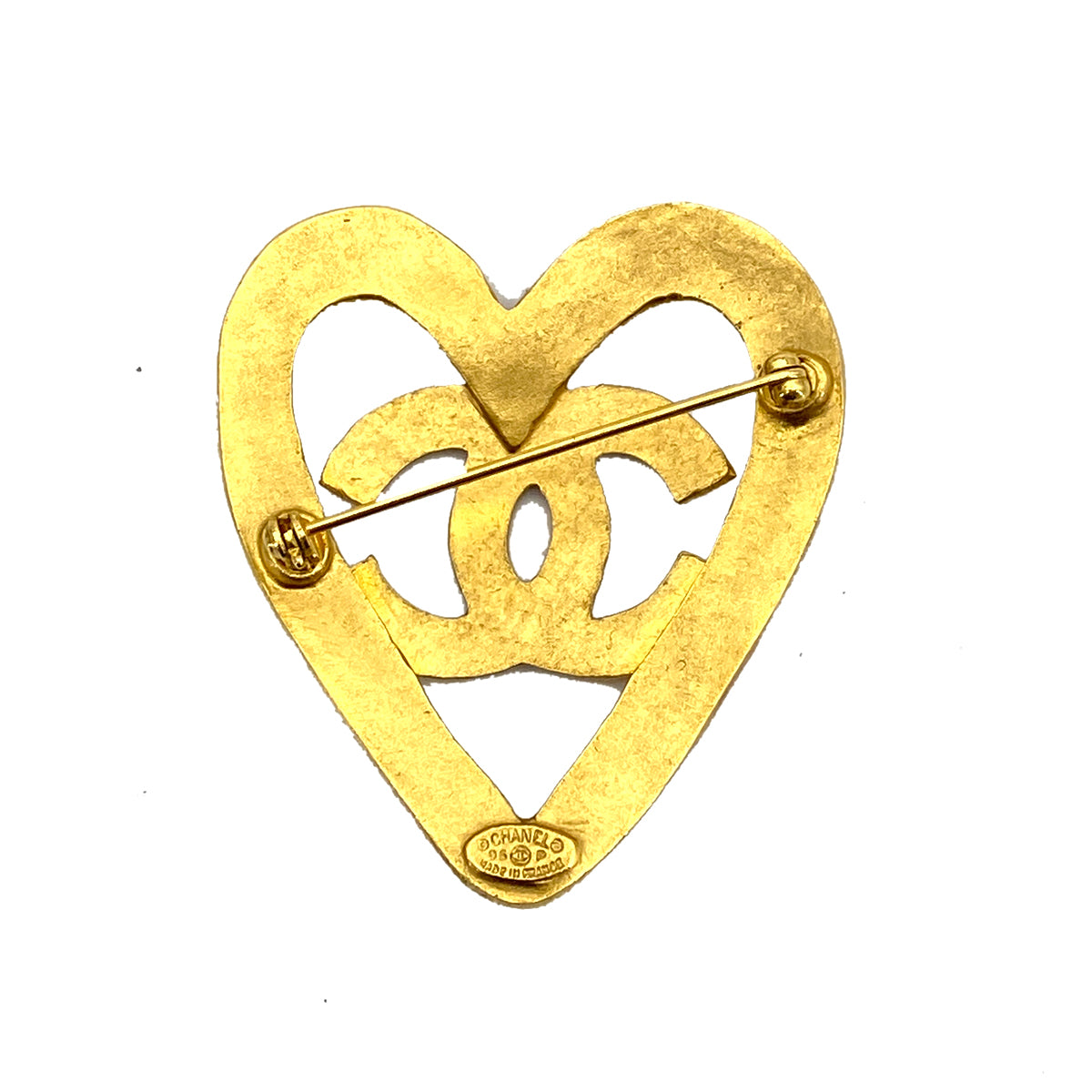 CHANEL VINTAGE HEART COCOMARK BROOCH GOLD 95P ACCESSORY 90259582