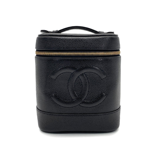 CHANEL VINTAGE VANITY HAND BAG BLACK CAVIAR SKIN 90259585