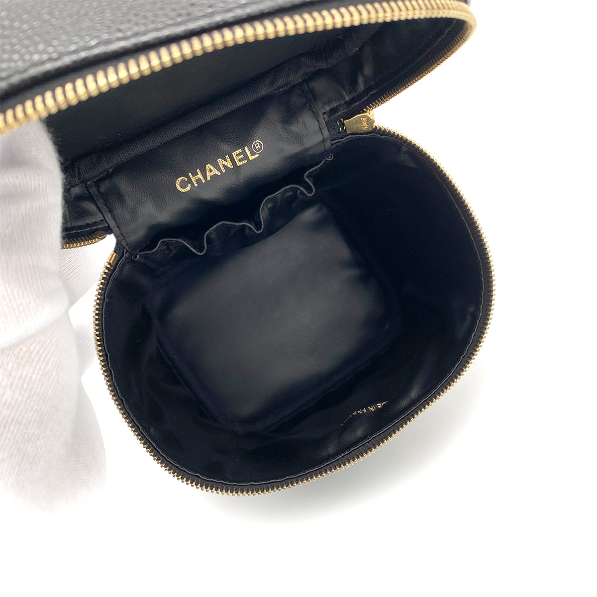 CHANEL VINTAGE VANITY HAND BAG BLACK CAVIAR SKIN 90259585