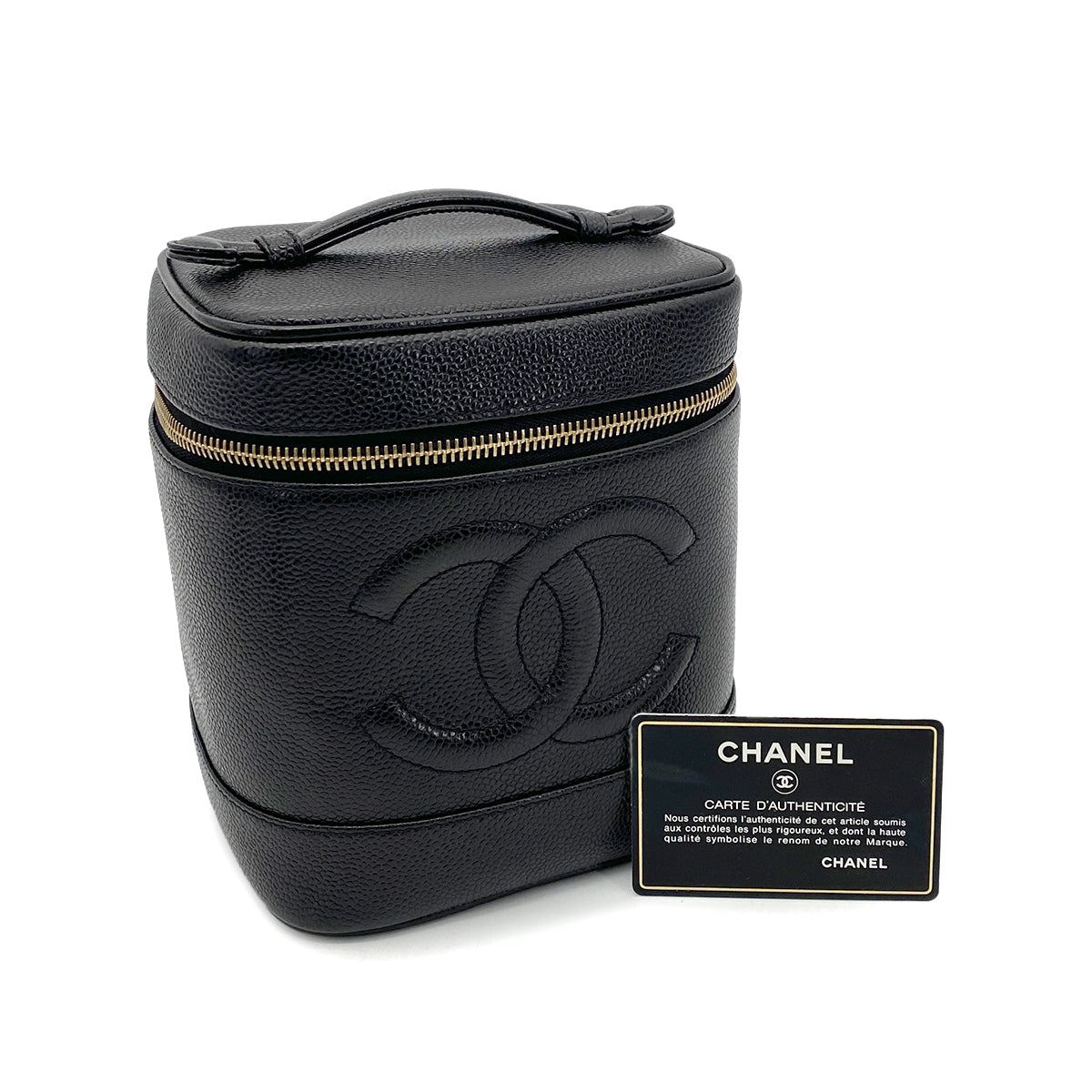 CHANEL VINTAGE VANITY HAND BAG BLACK CAVIAR SKIN 90259585