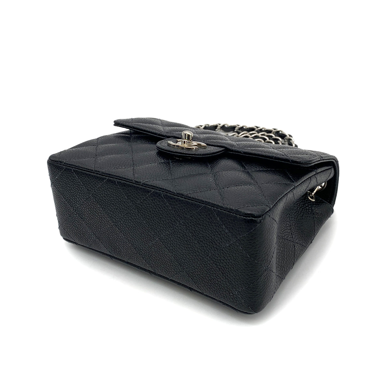 CHANEL VINTAGE MINI SQUARE 17 CHAIN SHOULDER BAG BLACK CAVIAR SKIN 90259589