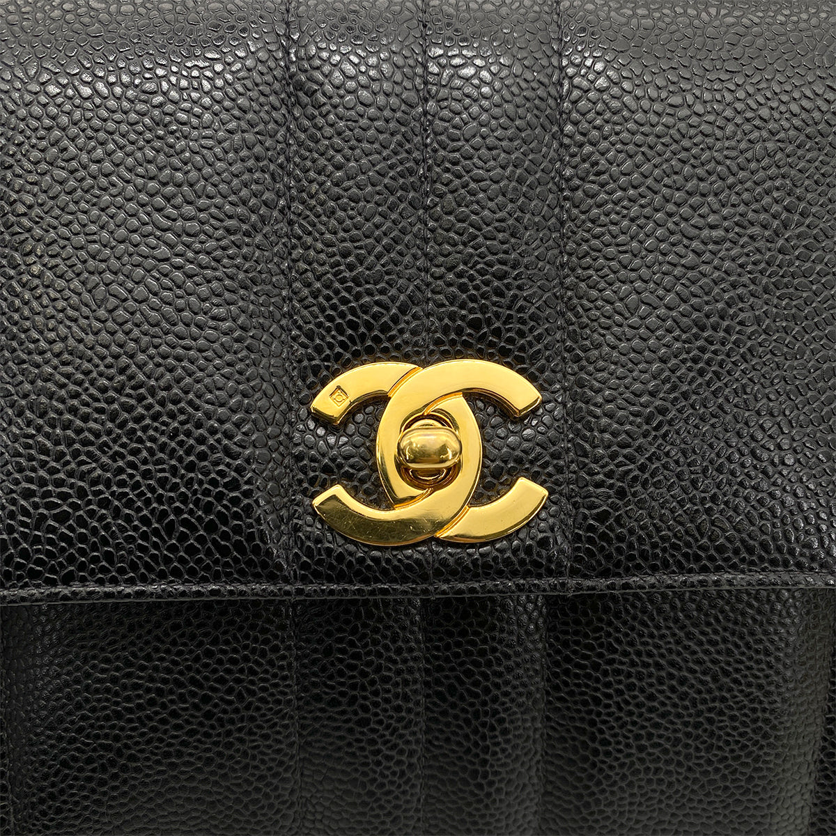 CHANEL VINTAGE MADEMOISELLE CHAIN SHOULDER BAG BLACK CAVIAR SKIN 90259611