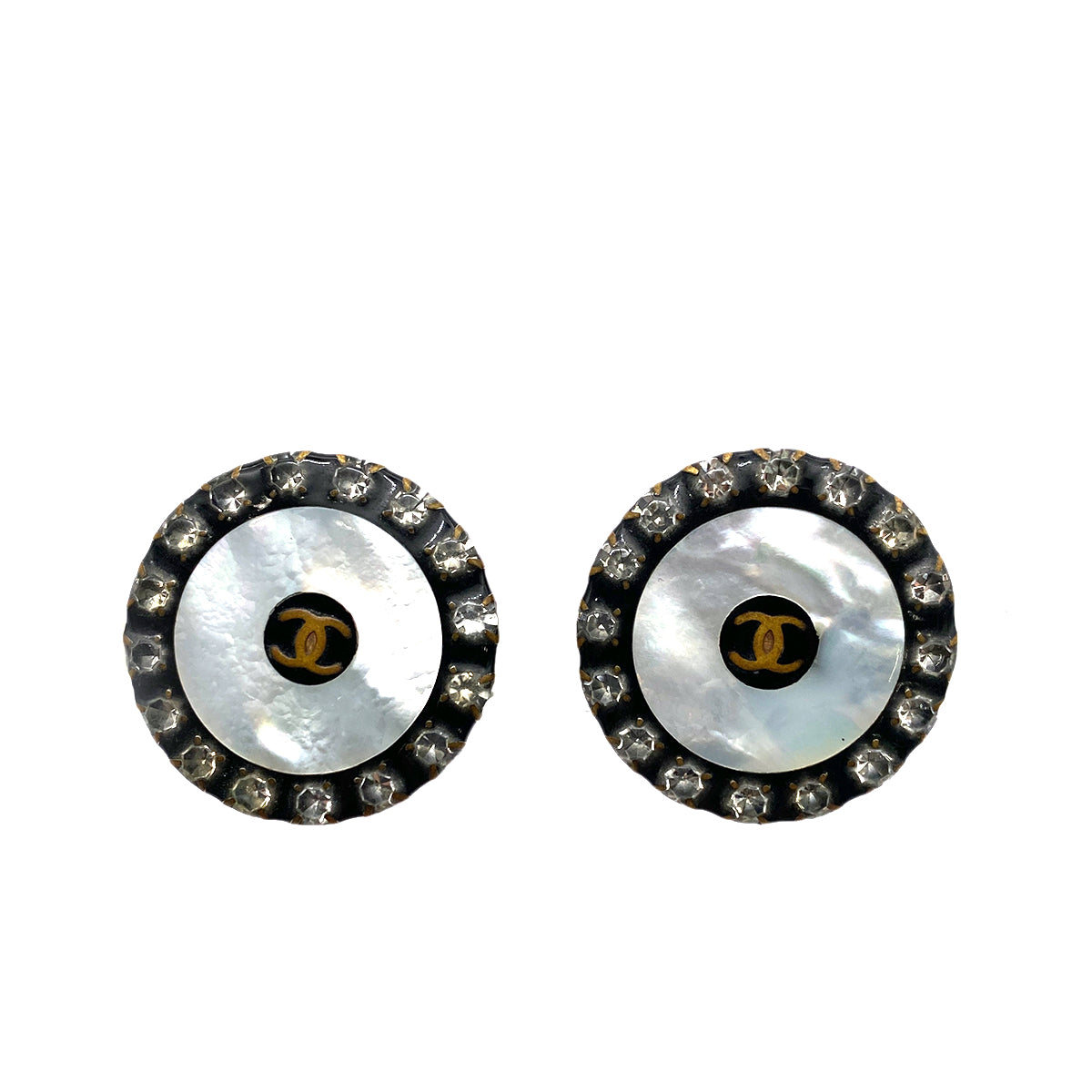 CHANEL EARRINGS COCOMARK RHINESTONE SHELL ACCESSORY 97A 90259953