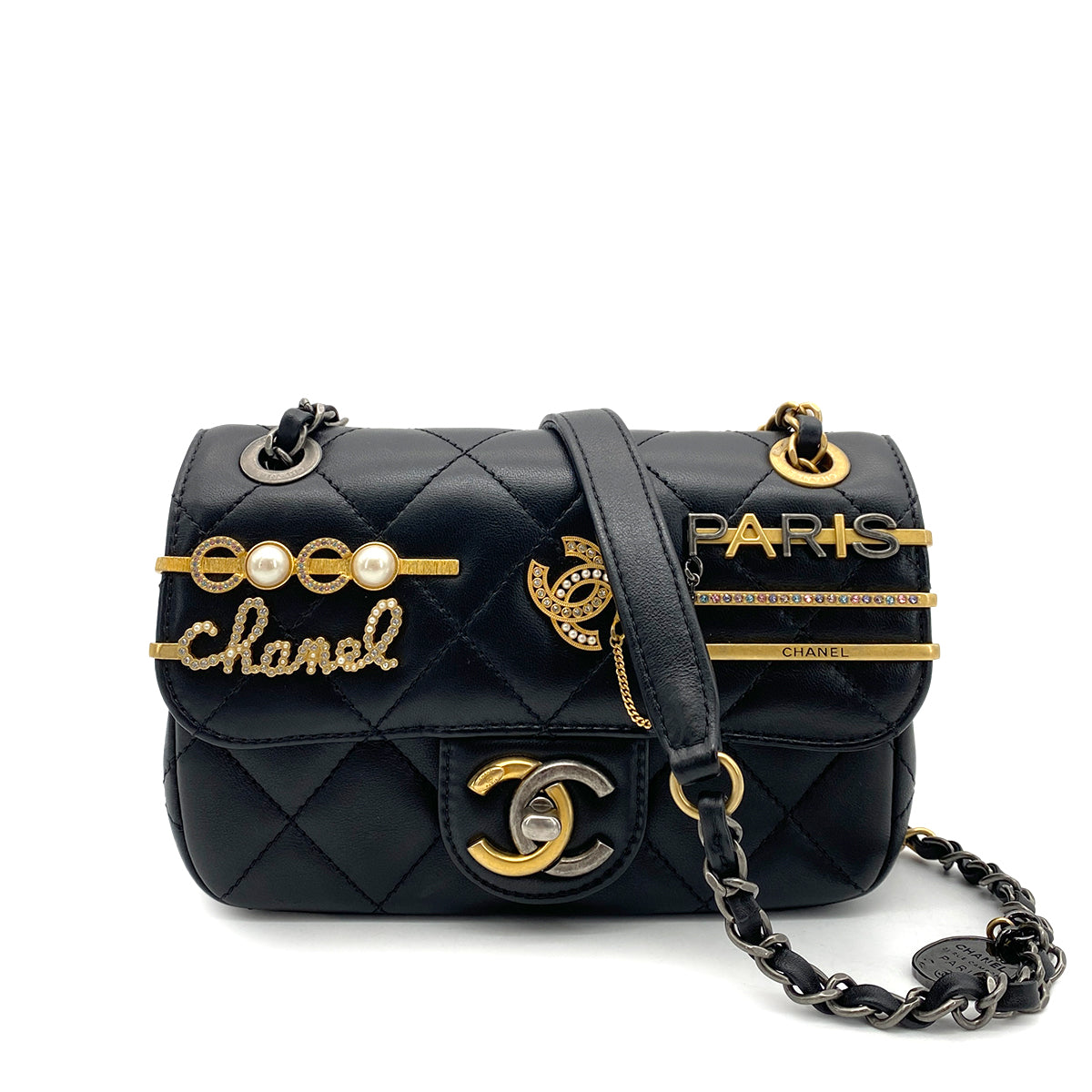 CHANEL MATELASSE CHAIN SHOULDER BAG BLACK LAMB SKIN AS2979 90259697