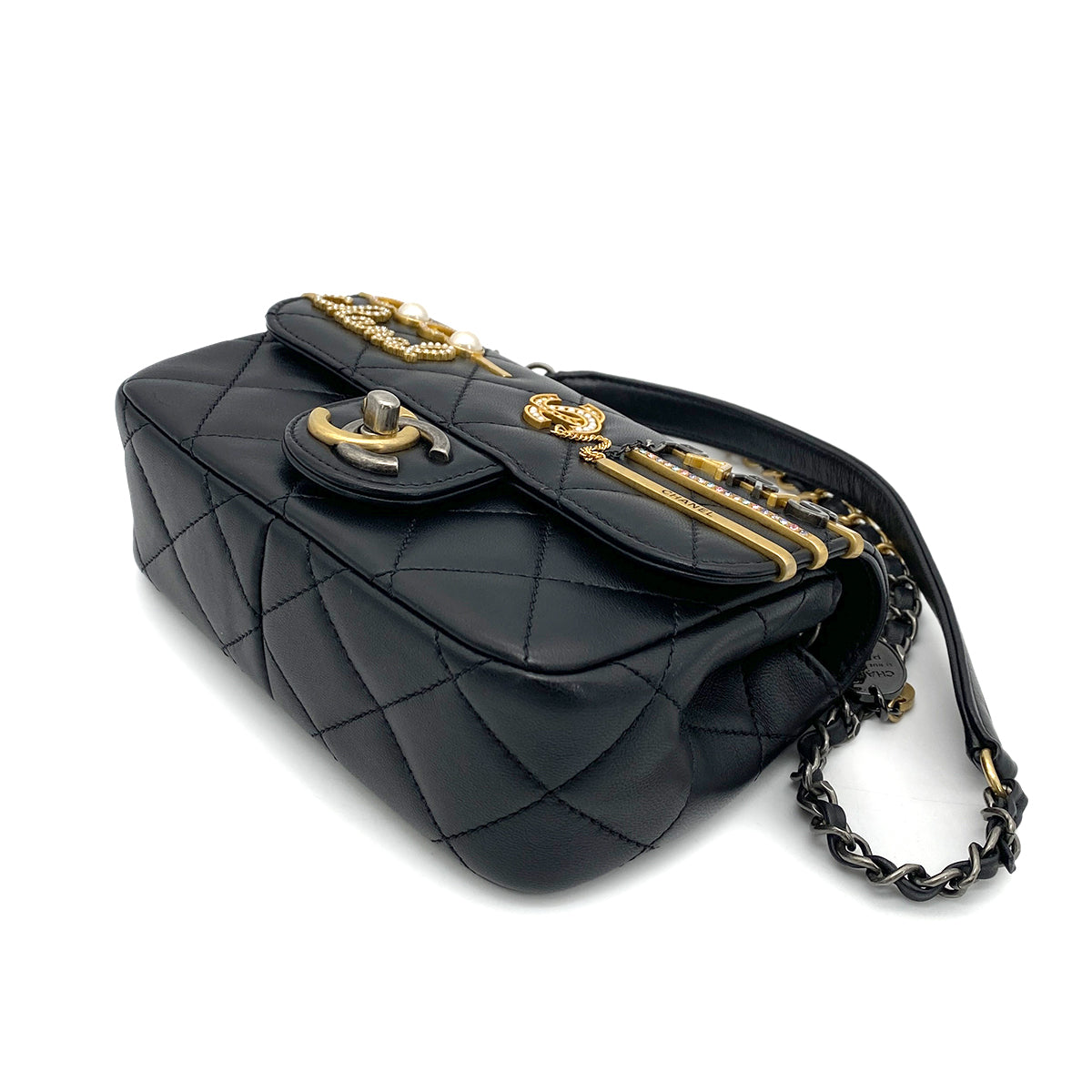 CHANEL MATELASSE CHAIN SHOULDER BAG BLACK LAMB SKIN AS2979 90259697