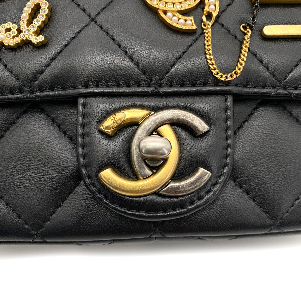 CHANEL MATELASSE CHAIN SHOULDER BAG BLACK LAMB SKIN AS2979 90259697