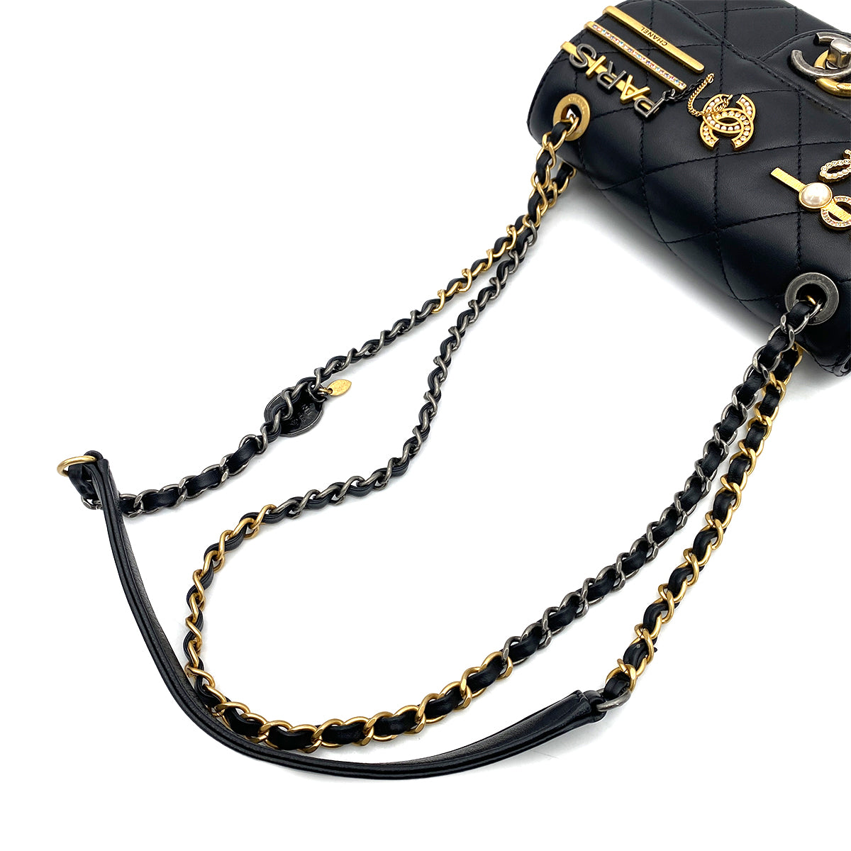 CHANEL MATELASSE CHAIN SHOULDER BAG BLACK LAMB SKIN AS2979 90259697
